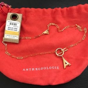 NWT Anthropologie Chain Link Monogram Necklace "A"